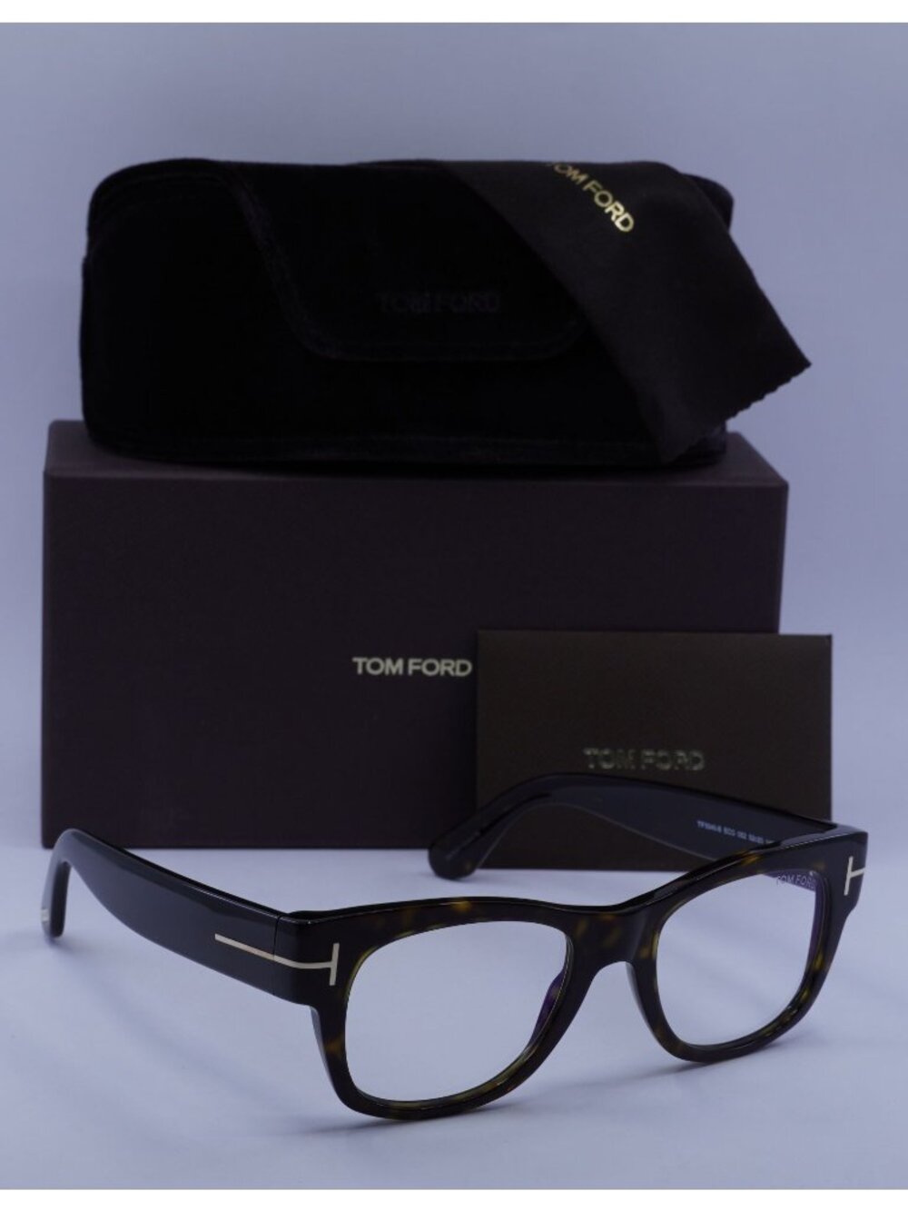 Tom Ford FT5040-B 052 Rectangle Eyeglasses 52mm - Havana / Blue Light Block